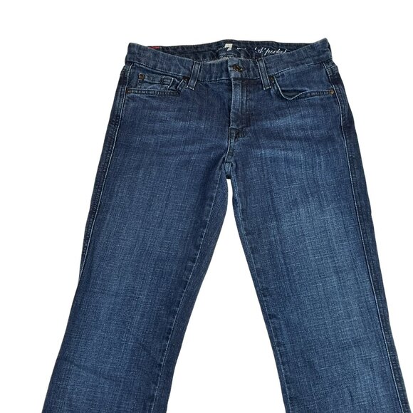 7 For All Mankind APocket Flare Dark Wash Jeans Womens Size 28 Denim Cotton Blen - Picture 4 of 12